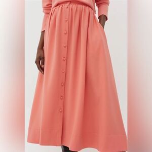 Chinti & Parker Dusty Rose Wool Twill Skirt Button Front Women's Size Small NWT